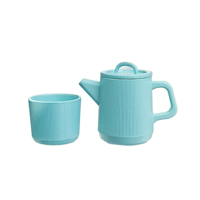 Accesorios de cocina, Mini tetera, juego de simulación, juguetes de Metal, hermosa decoración, Mini vajilla para el hogar, regalo de cumpleaños , azul