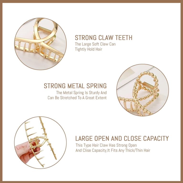 Style-Carry, Large Metal Hair Claw Clips, 6 Pack, Gold Color  display picture 2