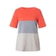 thumbnail image 4 of Camiseta de mujer Blusa de cuello redondo de manga corta con bloque de color, rojo colorido, L AweSitey AP002555-58, 4 of 7