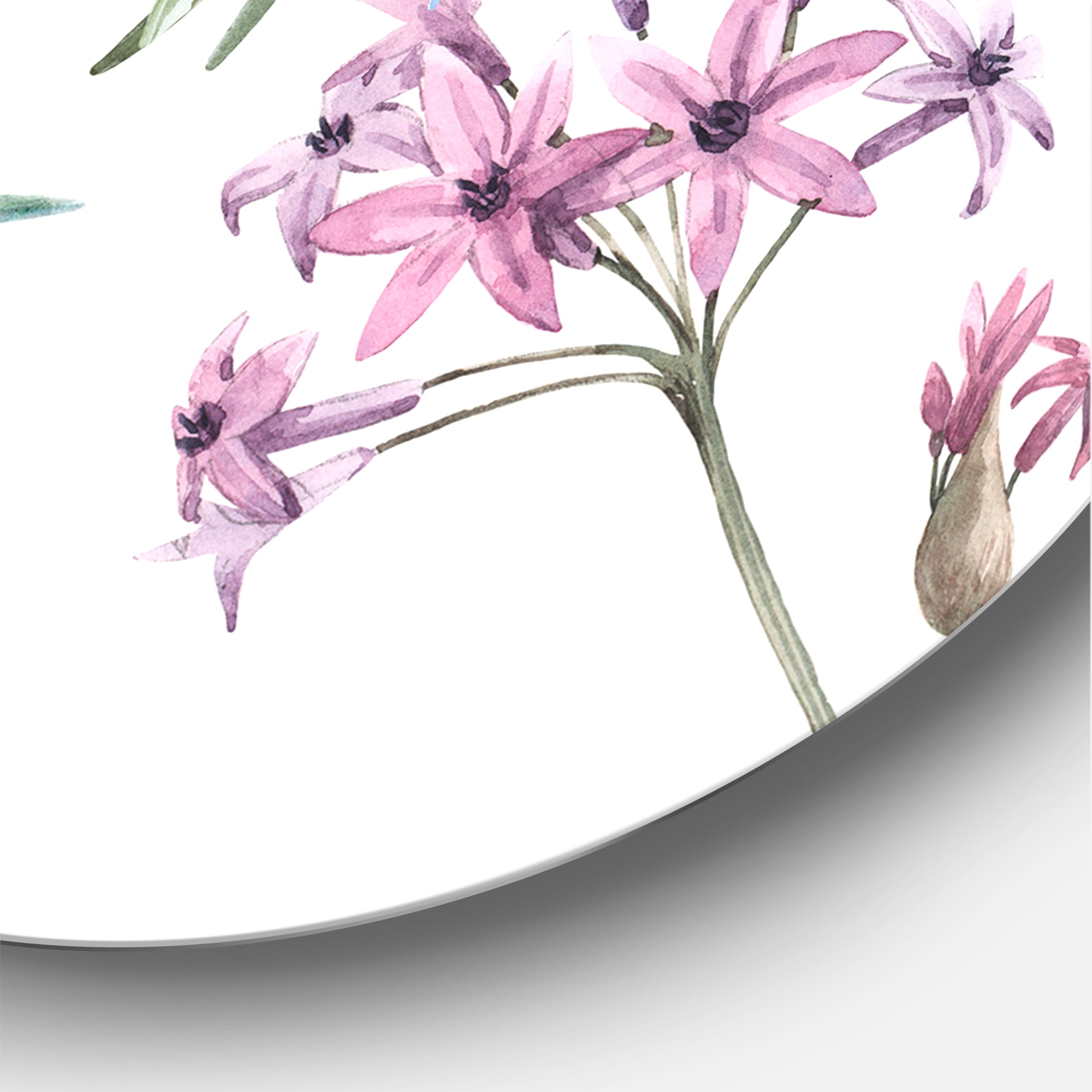 Designart 'Vibrant Summer Wildflowers On White II' Traditional Circle Metal Wall Art 23x23 - Disc of 23