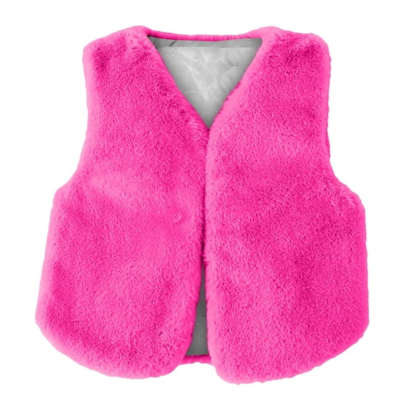 YunPes Girls Fuzzy Faux Fur Vest Fluffy Plush Open Front V-Neck Sleeveless Waistcoat Fall Winter Kids Fashion Thermal Outerwear