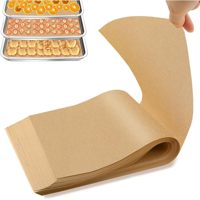 200 Pcs Tapis de Séchage pour Récolte, Tapis de Cuisson Antiadhésifs, Papier Parchemin Jetable Compatible avec les Plateaux de Séchage (Moyen - 17 Pouces x 6.8 Pouces)