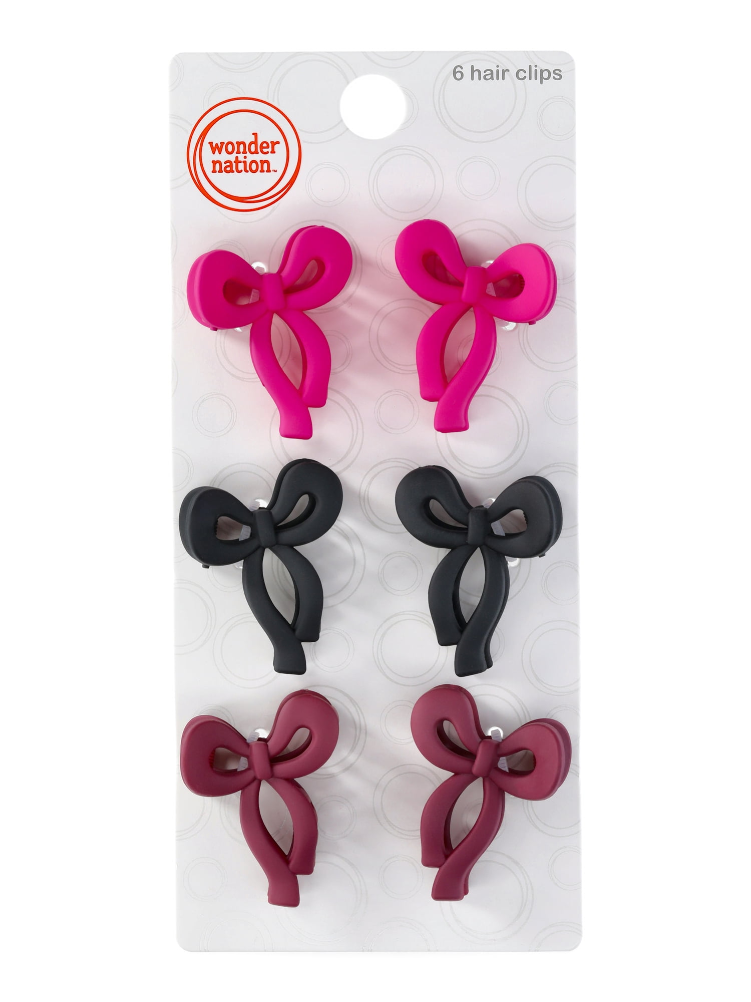 Wonder Nation Girls' Mini Bow Hair Claw Clip Set, 6-Piece