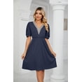 thumbnail image 3 of Purcoar Women's Summer Dress Short Sleeve V-Neck Midi Dress With Pocket, 3 of 8