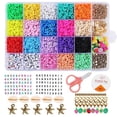 thumbnail image 1 of 4000 cuentas de arcilla polimérica de 18 colores, cuentas planas de 6 mm, con cuentas de arcilla, cuentas de letras, anillos de salto, colgantes, hilo de cristal para hacer joyas, pulseras y collares., 1 of 3