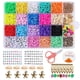 thumbnail image 1 of 4000 cuentas de arcilla polimérica de 18 colores, cuentas planas de 6 mm, con cuentas de arcilla, cuentas de letras, anillos de salto, colgantes, hilo de cristal para hacer joyas, pulseras y collares., 1 of 3
