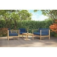 thumbnail image 7 of Pemberly Row Modern Teak Outdoor Club Chair with Navy Fabric Cushion, 7 of 7