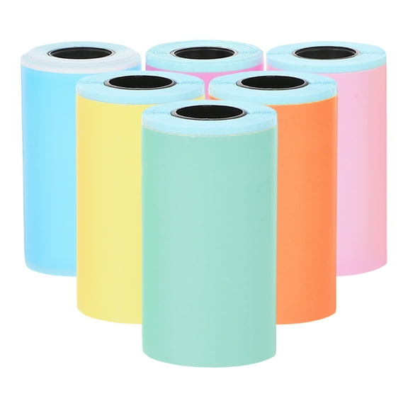MLINS 6 Rolls Of Colorful Thermal Printer Sticker Paper Thermal Labels For Photos Tags And Stickers Self-Adhesive Printing Paper Sticker For Office