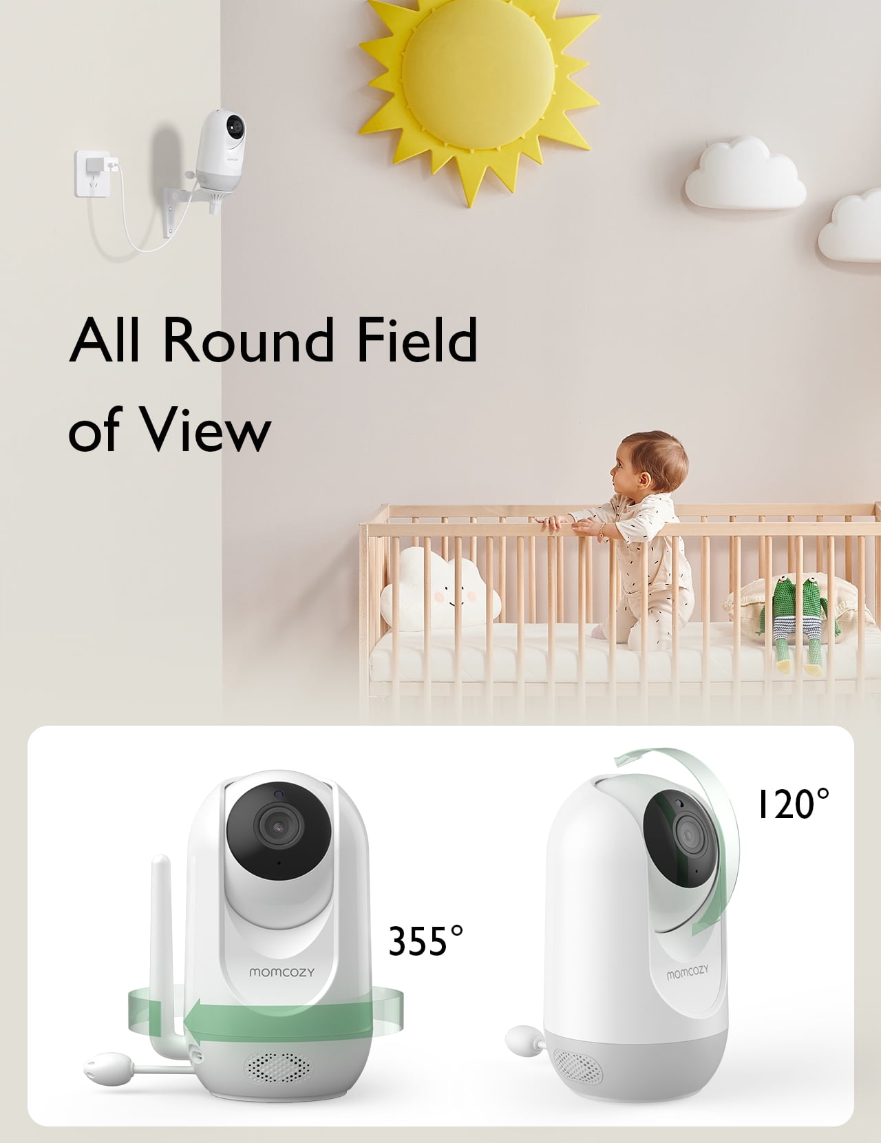 Momcozy BM02 Baby Monitor, 4.3" HD Screen, Video & Audio, Split Screen, Two-Way Talk