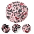 thumbnail image 3 of 1 Pc Dama Doble Capa Accesorios Patrón Gorro de Ducha para Baño Viaje Satinado Rosa PEVA, 3 of 3