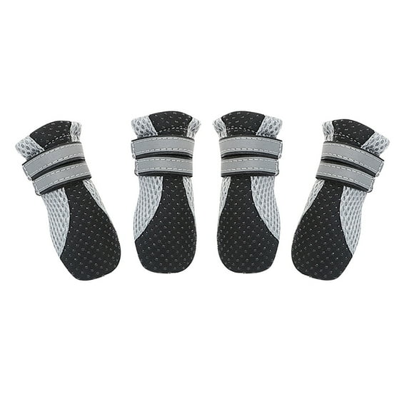 EeaseMX 4 zapatos de malla para perros, transpirables, de verano, para pasear a tus mascotas, botas reflectantes de seguridad nocturna (negro, talla S)
