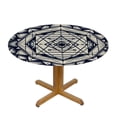 thumbnail image 3 of WERPE Lotus Geometry Yantra Mandala Triangle Yoga Illustration Accent Piece Round Tablecloth with Elastic Edge White, 3 of 7