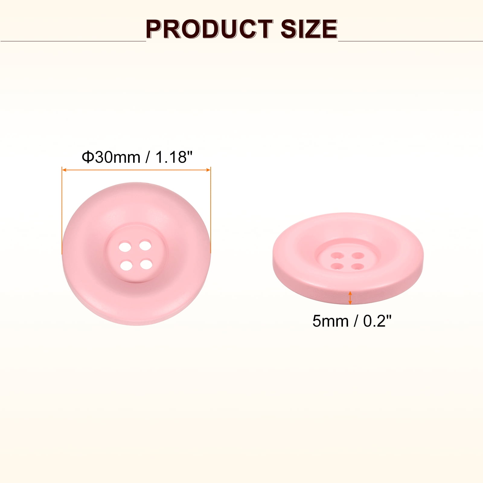 Uxcell 50pcs Sewing Button 30mm 4 Holes Resin Round Crafting Buttons, Pink