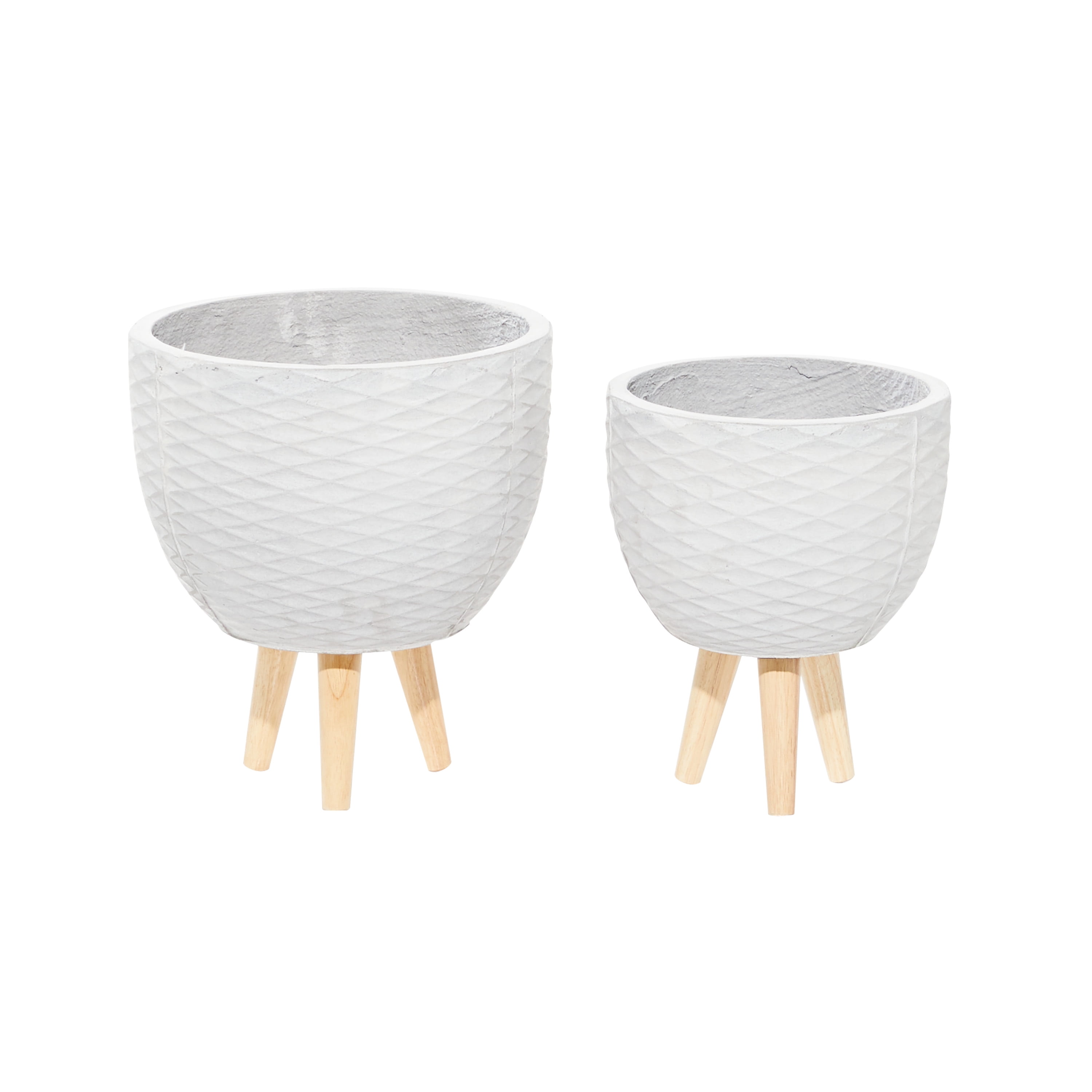 DecMode 12", 14" Gray Ceramic Contemporary Planter, 2 - Pieces
