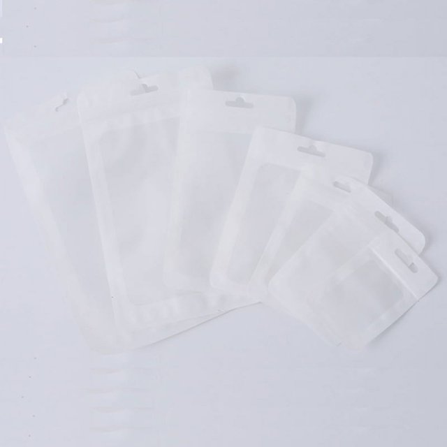 Bolsa de almacenamiento Ziplock plana translúcida de 100 Uds. Bolsa de plástico con cierre de cremallera de papel de aluminio frontal transparente bolsas de almacenamiento bolsas de embalaje