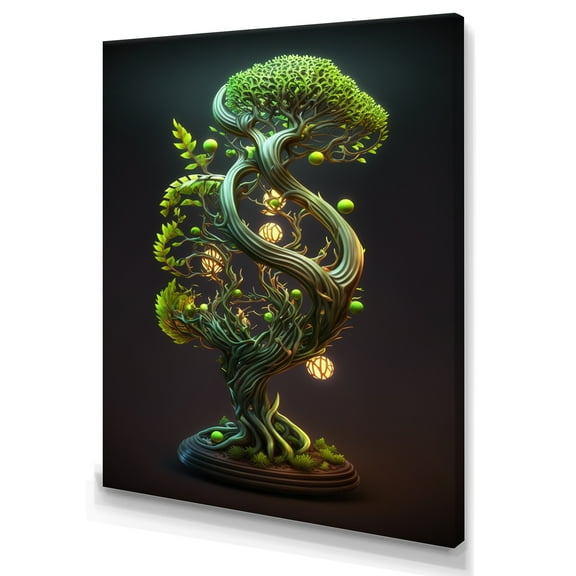 Designart Neon Bonsai Swirl Tree II Canvas Wall Art