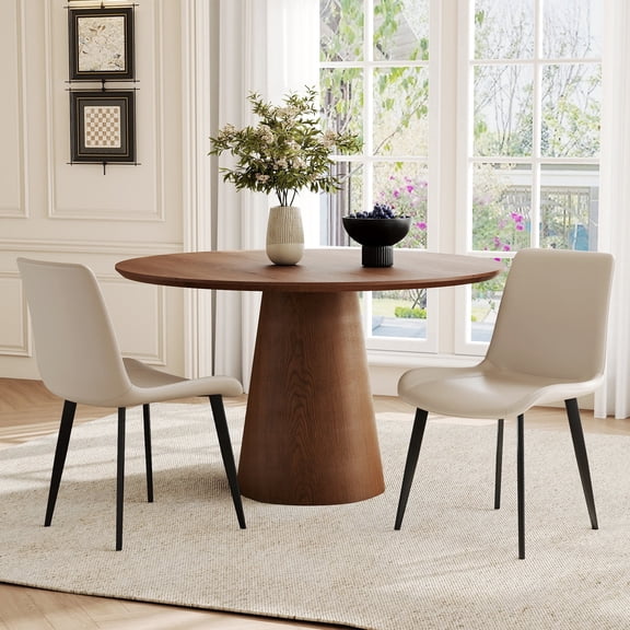 KATBOC Modern Dining Chairs Set of 2/4, Waterproof Faux Leather Cushion Seats with Sturdy Metal Legs for Kitchen & Dining Room