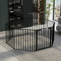 Pefilos 8 Panel Play Yard Dog Playpen for Multiple Sizes of Dog, Designed for Camping, Dog Fences Indoor, Black