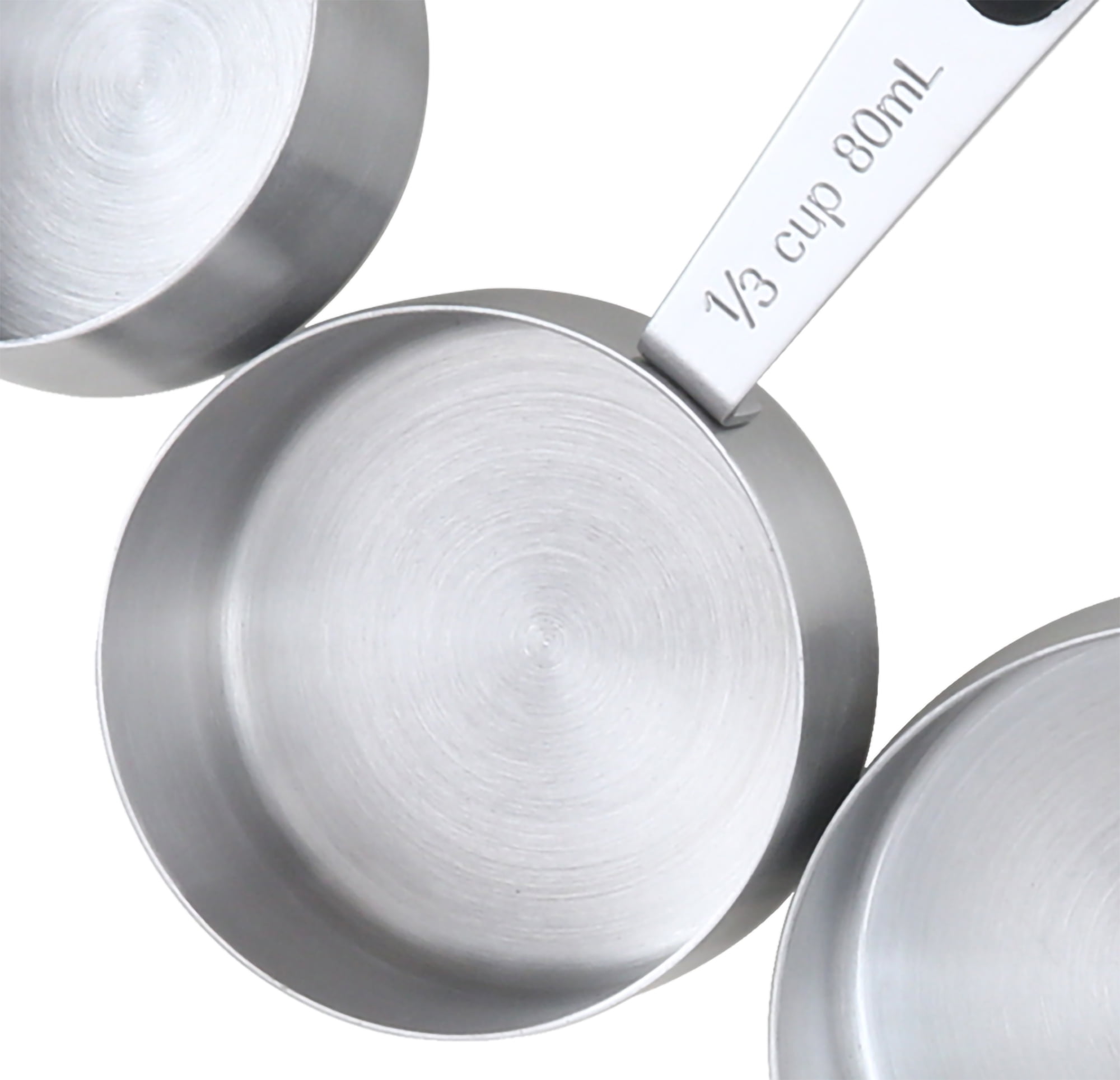 Mainstays 4-Piece Stainless Steel Measuring Cups Easy Grip Handles Silver, Size: 2.7 inch x 3.45 inch x 8.9 inch