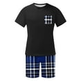 thumbnail image 5 of APEXFWDT Mens Sleep Pajamas Set Soft Short Sleeve Tops and Plaid Shorts Bottom 2 Piece Pj's Set for Loungewear Sleepwear , XXL,Blue, 5 of 6