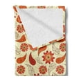 thumbnail image 2 of Orange Soft Flannel Fleece Throw Blanket, Red Poppy Flowers in Retro Style and Leaves Flourish Paisley Pattern, Cozy Plush for Indoor and Outdoor Use, 50" x 70", Orange Red Peach, by Ambesonne, 2 of 5