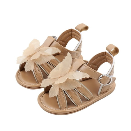 Awevudst Baby Girls Summer Sandals Non-Slip Sole Butterfly Flat Shoes