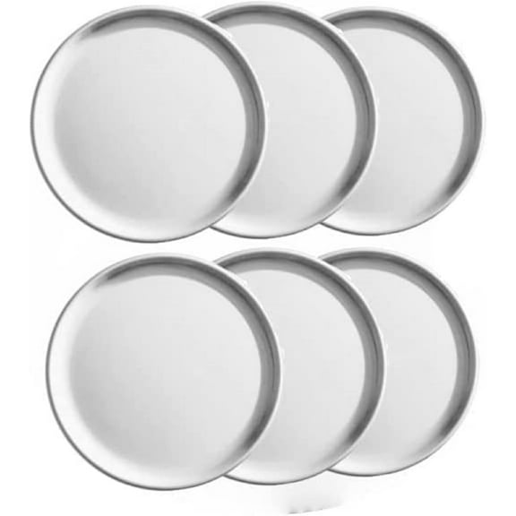 TrueCraftware- Set of 6 Aluminum 11” Pizza Tray Pan Coupe Style - Bakeware Round Pizza Pan Pizza Tray Baking Tray Round Baking Tray for Home Kitchen Pizzeria & Restaurants