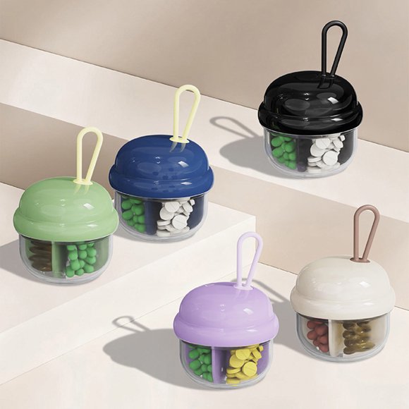 Sentmoon Pill Container Pill Sorter Cute Pills Dispenser with 4 Large Compartments Portable Pills Bottle Organizer with Wide Opening for Easy Use