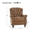 thumbnail image 4 of Traditional Genuine Leather Push Back Wingback Recliner Chair Tufted with Nailhead Trims and Solid Wood Legs for Living Room Camel, 4 of 8