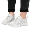 thumbnail image 3 of Ediodpoh Fashion Four Seasons Children Sneakers Girls Flat Thick Bottom Non Lightweight Mesh Upper Breathable Comfortable Lace up Hook Loop Solid Color Casual Style Kids Shoes White 4, 3 of 9