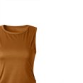 thumbnail image 4 of ZEHJUHAN Women's Solid Color Sleeveless Bodycon Dress - Round Neck Slim Fit Cross Hem Mini Dress for Summer Brown，M, 4 of 11