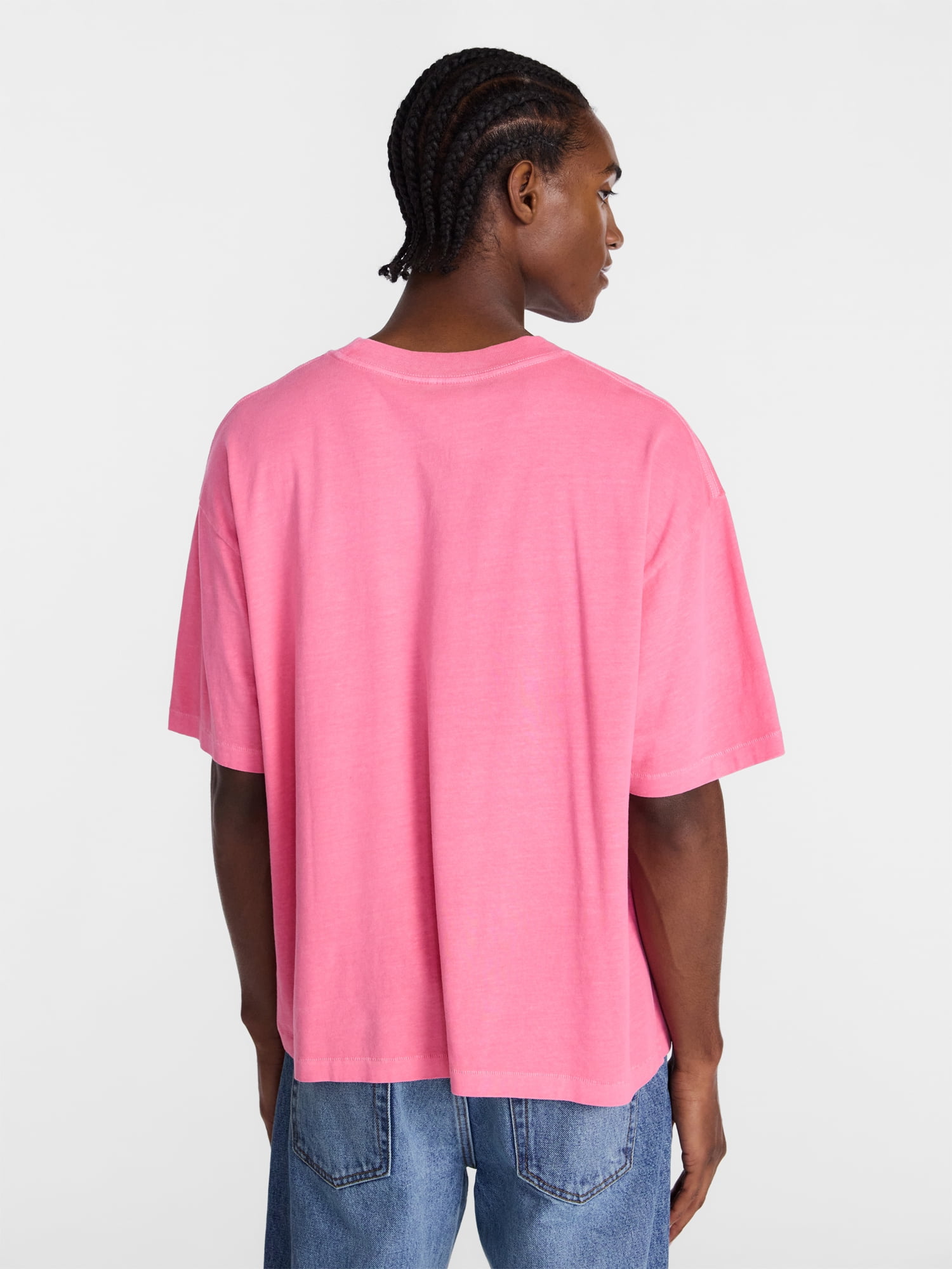 No Boundaries Cotton Oversized Cropped Tee with Short Sleeves, Men's and Big Men's XS-5XL