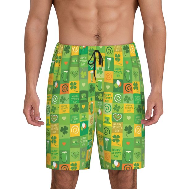 Fotbe St. Patrick's day Pantalones Cortos de Pijama para Hombre, Ropa de Dormir, Pantalones de Pijama Cortos para Hombre-XX-Large