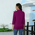 thumbnail image 4 of Mock Neck Tops for Women Basic 3/4 Sleeve Layering Shirts Dressy Casual Loose Lightweight Turtleneck Tops Dark Purple 2XL, 4 of 7