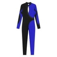 thumbnail image 6 of Aiihoo Women Long Sleeve Shiny Rhinestone Gymnastics Leotard Full Length Figure Skating Jumpsuit Bodysuit Catsuit Blue S, 6 of 7