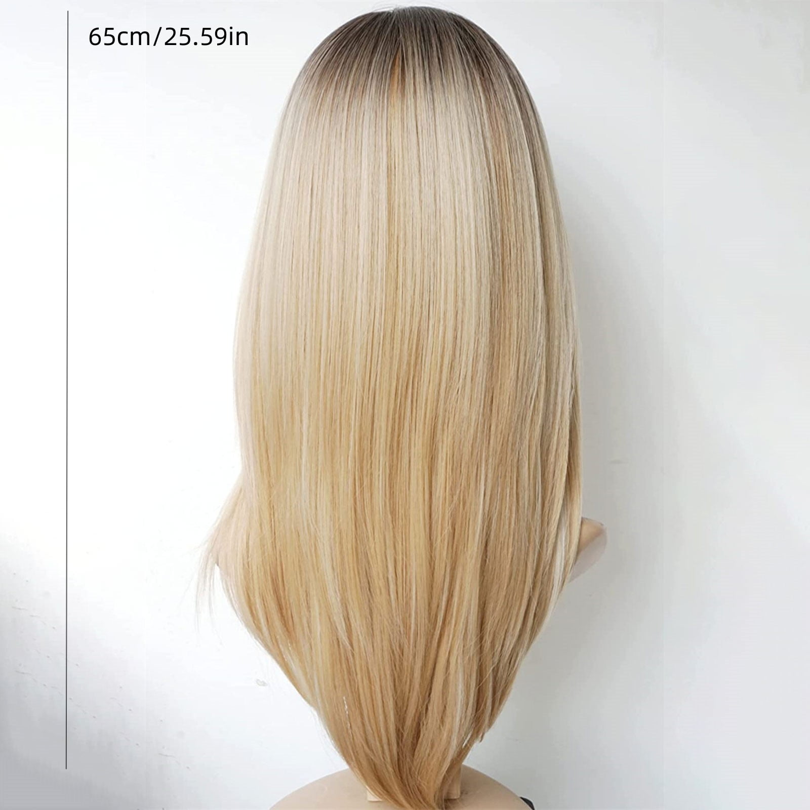 Cptfadh European And American Intellectual Wig Golden Color Mixed Color Headgear Eight Character Bangs Medium Long Texture Straight Hair Wig