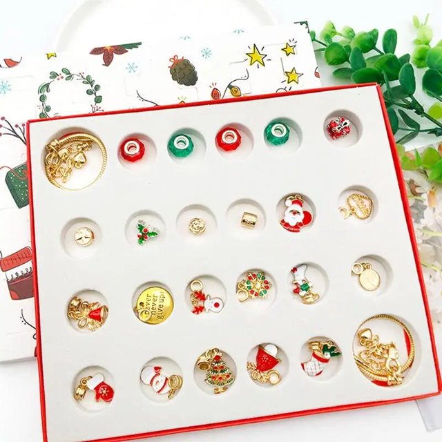 Calendario de Adviento de Navidad para niñas, pulseras de calendario de adviento de Navidad, cuenta atrás de navidad, regalos de Navidad, 2023