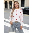 thumbnail image 2 of Heart Sweater for Women Valentine's Day Cute Heart Printed Lightweight Sweaters Casual Creneck Pullover Shermie, 2 of 10