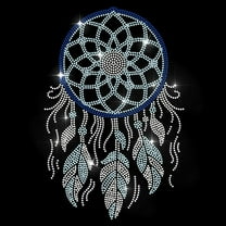 Dreamcatcher Rhinestone Iron on Hotfix Rhinestone Blue Lotus Transfer Applique Fantasy Feather Heat Transfer Decal Bling Patch Clothing Repair Applique for T-Shirts Bag Shoes Hat DIY Decor