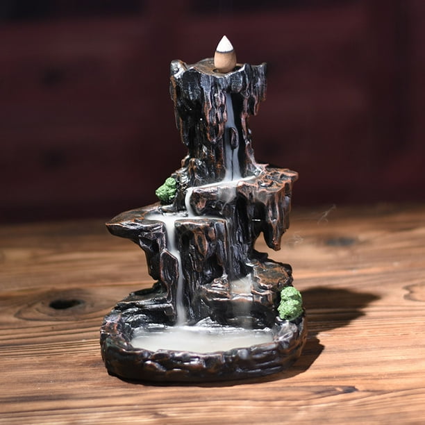 Resin Mountain Shape Smoke Waterfall Backflow Incense Burner Censer Holder Decor Walmart Com Walmart Com