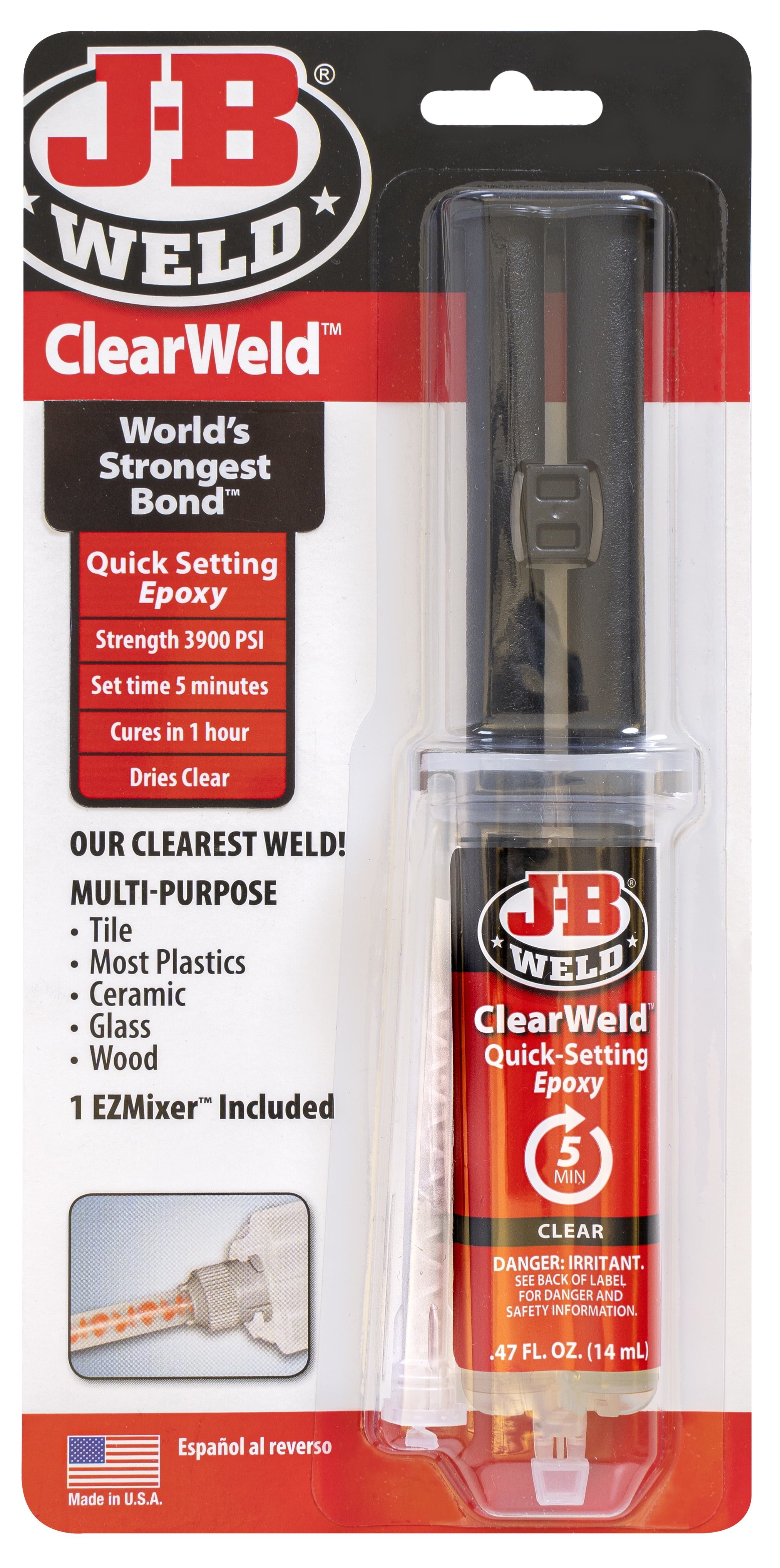 J-B Weld ClearWeld Quick Setting Epoxy, 50114, 0.47 Oz.