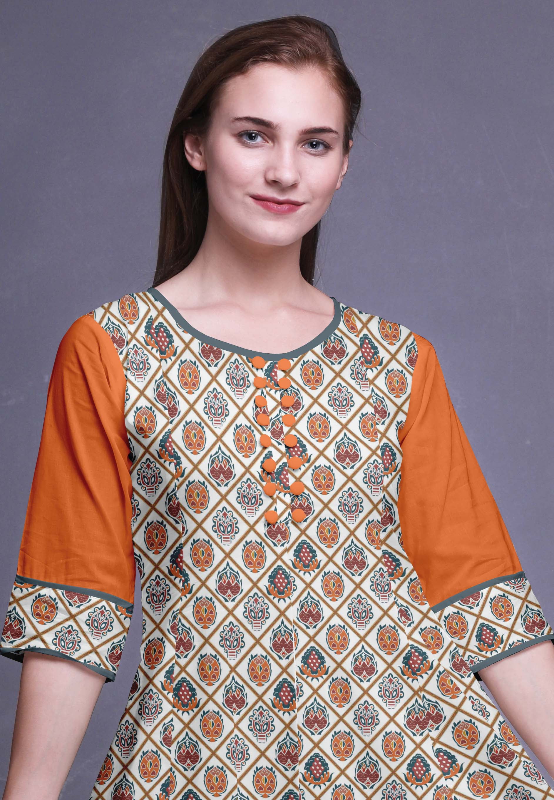 Details about   Olive Green Cotton Kurti 3/4 Sleeve Dori Style 