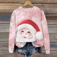 thumbnail image 2 of Ladies' Christmas Printed Casual Long Sleeved Round Neck Sports Hoodie Top, Comfortable Pullover for Women, Festive Holiday Apparel, Streetwear Style,Light pink,XL, 2 of 5