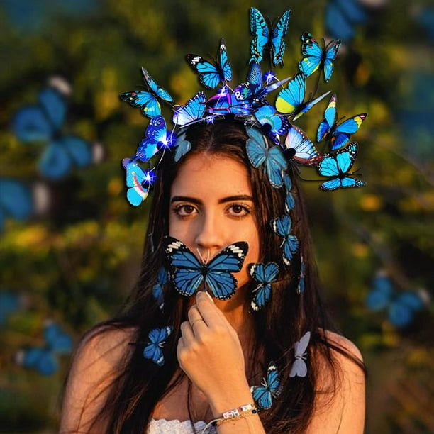 Vorkoi LED Butterfly Fascinator Headband For Women Monarch  display picture 2
