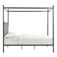 thumbnail image 4 of Weston Home Hazleton Black Metal Queen Canopy Bed with Grey Upholstered Headboard and Footboard, 4 of 7