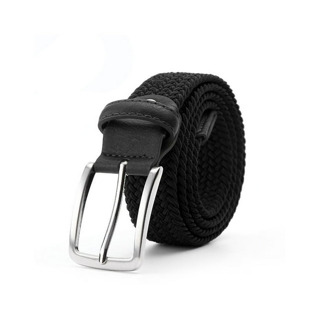 Cinturón trenzado Sonducket Mujeres Hombres pantalones decorativa Casual Holeless Pin Hebilla nylon negro