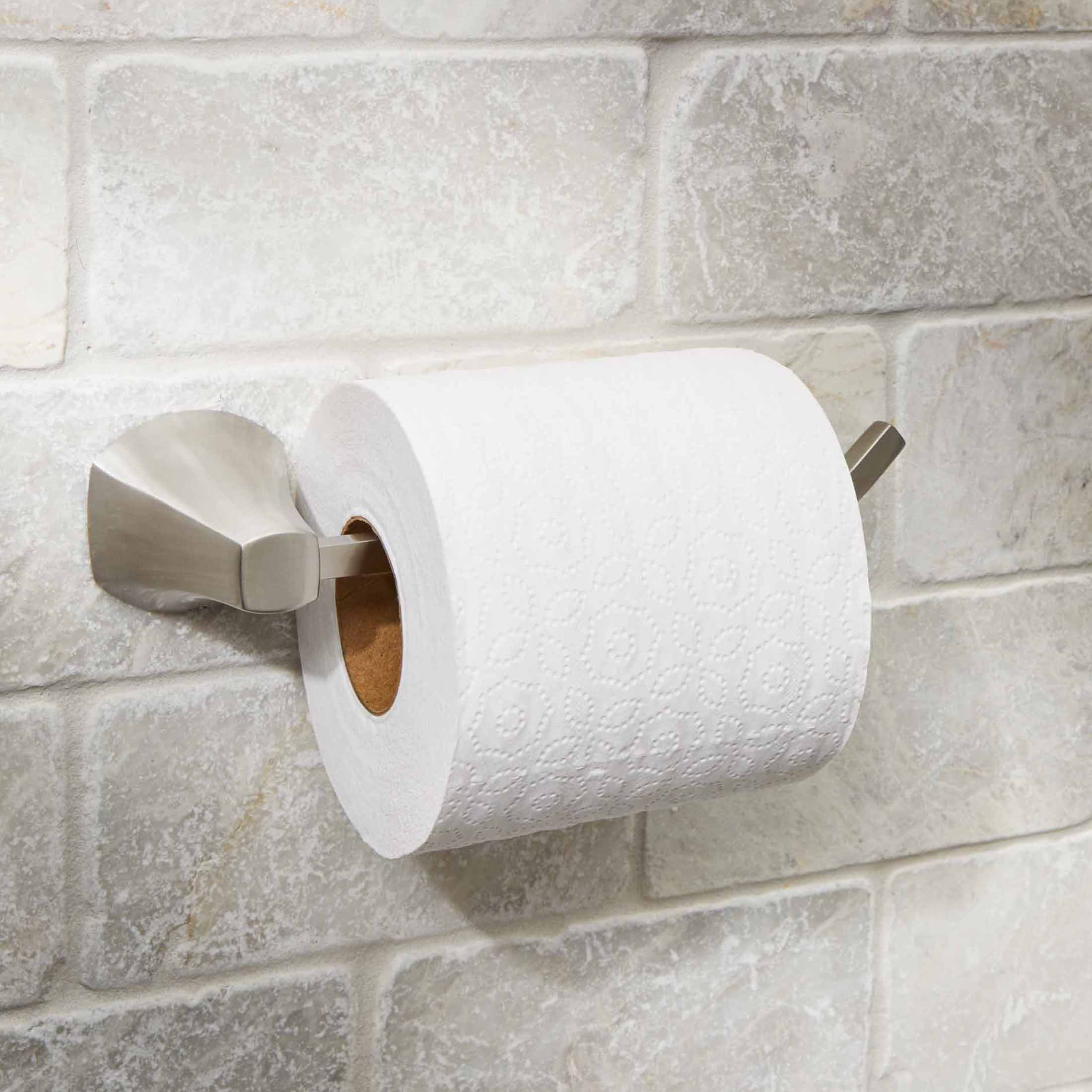 (3 pack) Better Homes & Gardens Simple Flare Style Wall Mount Toilet Paper Holder Satin Nickel Finish