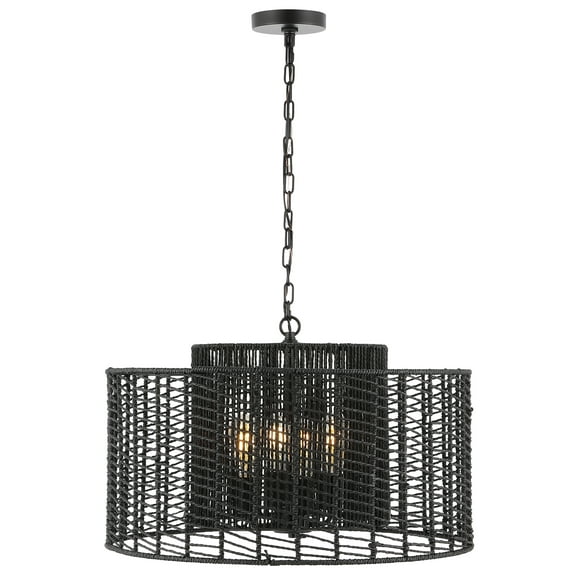 SAFAVIEH Brynora 4-Light Black Paper Pendant Light with Black Paper Shade