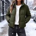 thumbnail image 2 of Edvintorg Womens Puffer Jacket Plus Size Collared Cropped Quilted Coat Long Sleeve Zip up Padded Outerwear with Pocket Women's Clothes Army Green S-3XL, 2 of 8
