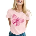 thumbnail image 1 of Hauts de Printemps pour Femmes Rose Mode Imprimé Manches Courtes Col Rond Blouse Décontractée T-Shirts Surdimensionnés pour Femmes Rose TG, 1 of 4